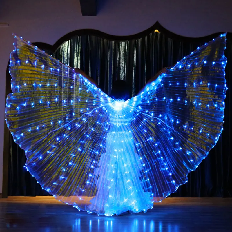 Belly Dance LED Isis Cánh Dành cho người lớn trang phục BƯỚM CÁNH với Stick hiệu suất mặc Halloween Cosplay Đảng cho trẻ em