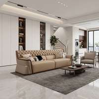 Sofá Moderno de Tres Plazas de Nogal y Cuero The Craftsman's Lounge con Capitoné en Columna, Comodidad de Lujo y Múltiples Dimensiones