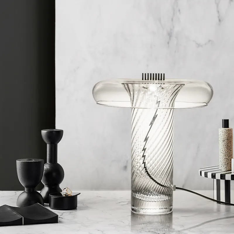 Table Lamps Nordic Iron Water Ripple Glass Simple Study Book Lights Bedside Bedroom Luxury LED Table Lamp