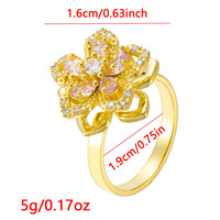 Bague Fleur de Cerisier Plaqué Or 18K en Acier Inoxydable Étanche et Inaltérable, Marque Fanhua, Tendance et Élégante