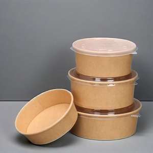 Custom Food Grade Kraft Paper Bowl Oil-proof Paper <b>Soup</b> <b>mugs</b> Takeaway Paper food Salad Bowl <b>with</b> <b>lids</b> - Product Image 2