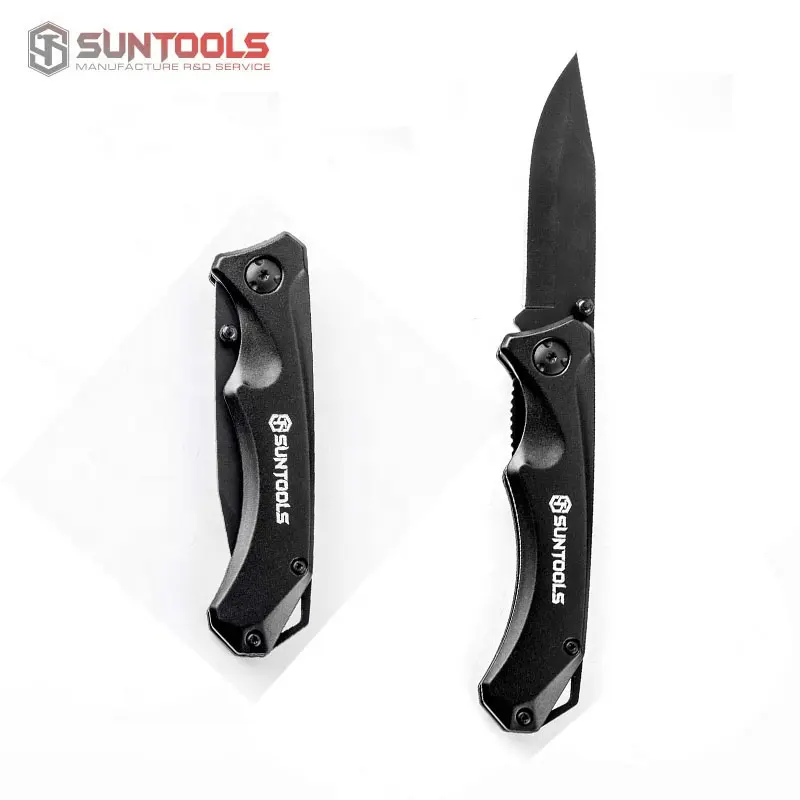 Custom All Black Outdoor Vouwmes Multi Tool Mes Rvs Opvouwbare Survival Camping Mes