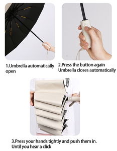 Hiện đại đầy đủ tự động 12 xương 3 gấp giá rẻ ô màu đen tráng không ướt <span class=keywords><strong>Windproof</strong></span> dù để che nắng Du Lịch Gấp ô cổ - Product Image 2