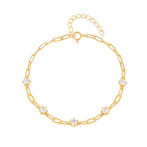 สร้อยข้อมือเงิน ROXI รุ่น Simple ชุบทอง 18K ประดับเพชรซิคอนทรงคลิปหนีบกระดาษสำหรับผู้หญิง - Product Image 1