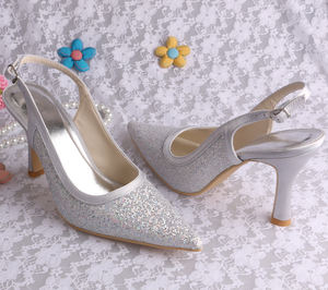 Silver Glitter Scarpe Da Sposa Tacco Alto - Product Image 4