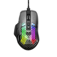 Souris de jeu filaire M36 avec logo personnalisé et design ergonomique avec coque en cristal transparent 3600 DPI rétroéclairé arc-en-ciel/RVB