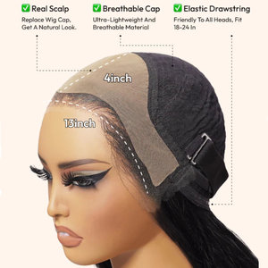 UNICE Hair Real Scalp 13x4 HD Peluca frontal de encaje con cordón precortado Pre Bleac - Product Image 6