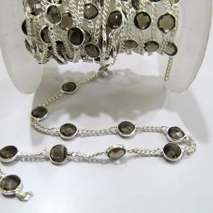 Cadena de conector en forma de moneda Briolette de cuarzo ahumado de 7mm genuino, cuentas de piedra Natural unidas, vendidas por fabricación de joyas - Product Image 1