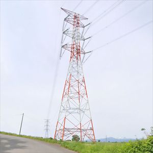 Tour en treillis galvanisée à 4 poteaux en acier cornière pour la transmission électrique avec peinture de signalisation aéronautique installée - Product Image 2