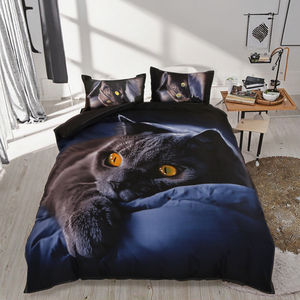 100% tela de poliéster 3D gato impreso juego de cama funda nórdica y sábana al por mayor de China proveedor - Product Image 4