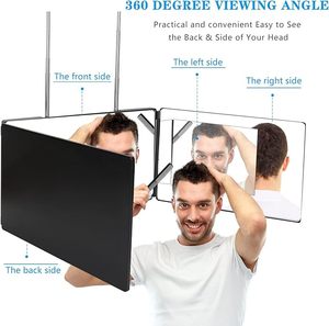 Miroir à 3 voies, miroir domestique à LED pour auto-coupe de cheveux, montage sur porte, miroir de maquillage 360 avec lumière, réglable, grossissement 10x - Product Image 3