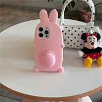Coque de téléphone avec support de queue de lapin rose mignon pour iPhone 14 15 16 17 Pro Max housse de protection souple