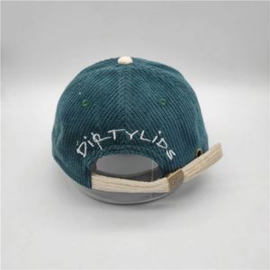 Gorra de Béisbol Personalizada de 6 Paneles, de Pana de Algodón Verde, Sin Estructura - Product Image 4