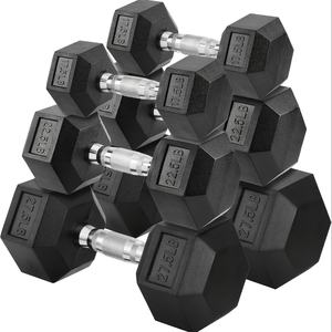 Juego de Mancuernas Hexagonales Recubiertas de Goma, Pesas Libres en Pares, Venta al Por Mayor de Fábrica Personalizada para Gimnasio en Casa, Fitness, Culturismo y Entrenamiento de Fuerza - Product Image 1