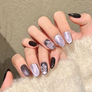 Nuevo Producto Lanzado, <span class=keywords><strong>Uñas</strong></span> Postizas Hechas a Mano con Cristales de Mariposa Morada, <span class=keywords><strong>Polvo</strong></span> Brillante en Tono Púrpura, Efecto Ojo de Gato - Product Image 1