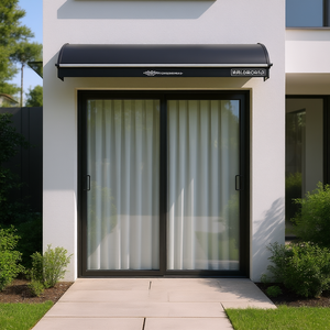 Tettoia per Porta in Policarbonato Nero, Copertura per Gazebo e Pergola da Esterno in Lega di Alluminio Resistente, Design Minimalista - Product Image 2