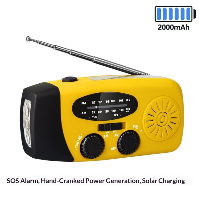 Manufacturer Wholesale Portable Hand Crank Solar Powered Multifunctional Radio AM/FM/WB Emergency Flashlight USB Interface