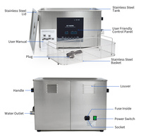 Nettoyeur à ultrasons industriel GTSONIC D27 électrique, nouveau, 27L, 500W, 40KHz, réservoir en acier inoxydable SUS304, panier de nettoyage à l'eau chaude