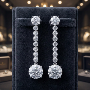 Pendientes colgantes solitarios de diamantes en cascada, joyería fina de metal precioso de lujo para mujer, elegante regalo nupcial - Product Image 1