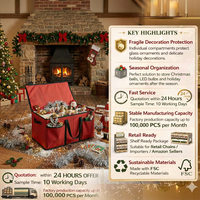 Boîte de rangement pour figurines de Noël (tissu carré, capacité 10-20L) pour figurines et casse-noisettes de 15 pouces