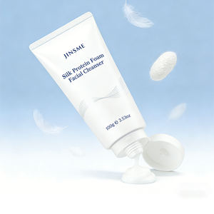 Custom Silk Protein Cream <b>Cleanser</b> OEM ODM 120g with Hyaluronic Acid Double HA Rich Foam Deep Cleansing Hydrating Face Wash - Product Image 1