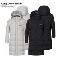Veste d'hiver longue pour hommes et femmes, personnalisable avec logo, doudoune de sport d'extérieur, manteau d'athlètes en duvet, vente en gros