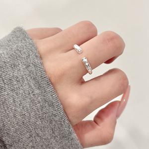 Anillo Ajustable de Plata de Ley S925 de Dos Capas con Incrustaciones de Diamantes y Circonitas, con Personalización Sencilla para Mujer - Product Image 3