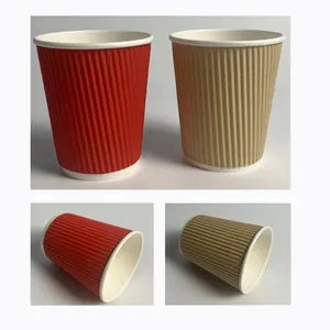 Customized Cup Logo Printed Disposable Hot Individually Wrapped Insulated Paper Cup 16 Oz Coffee With Lid