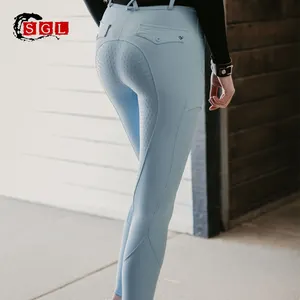 SGL Wholesale breathable full seat horse riding breeches equestrian equipment for ladies Horse Riding Breeches With Phone Pocket