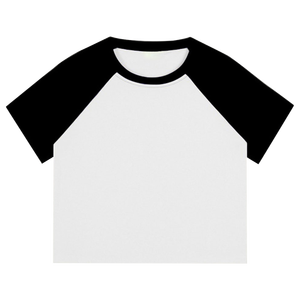 CB117-QLRL Ropa Urbana Personalizada con Estampado Gráfico para <span class=keywords><strong>Mujer</strong></span>, Top Corto de Color Sólido con Mangas Raglán - Product Image 5