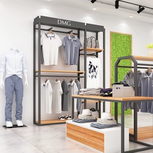 Présentoir de <span class=keywords><strong>Magasin</strong></span> de Vêtements pour Hommes en Fer Forgé, Décoration de Boutique Tendance, Étagère de Supermarché, Porte-Présentoirs au Sol Métallique - Product Image 4
