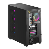 Boîtier d'ordinateur de jeu noir de taille moyenne avec panneau latéral en maille, ports USB et audio sur le devant, compatible ATX, Micro ATX, ITX, châssis de bureau