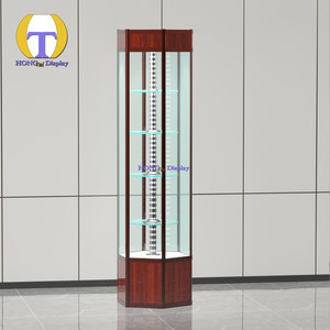 Estantes de exhibición de vidrio templado de alta calidad, iluminación LED, diseño de llave de bloqueo, tienda de humo, uso de tienda, pantalla de vidrio de poste giratorio - Product Image 3