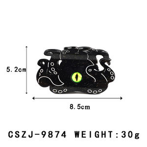 CANYUAN 8,5 cm negro UV impreso acetato pinzas para el cabello personalizado lindo ojos pulpo Animal garra Clip accesorios para el cabello - Product Image 2