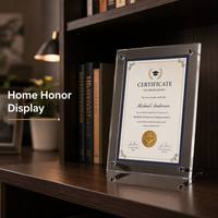 Cadre vertical en acrylique pour certificats de récompenses de bureau |   Support de présentation de diplôme transparent moderne, porte-plaque