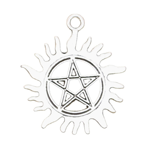 Encantos sol estrella de David hexagrama 34x31mm hecho a mano ajuste, colgantes de Color plata tibetana Vintage, DIY para collar de pulsera - Product Image 1