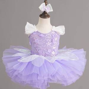 Robe de princesse tutu de ballet pour filles MS, avec appliques florales 3D, sequins et jupe en tulle brodée en spirale, idéale pour les spectacles sur scène et les tenues de chorale - Product Image 3