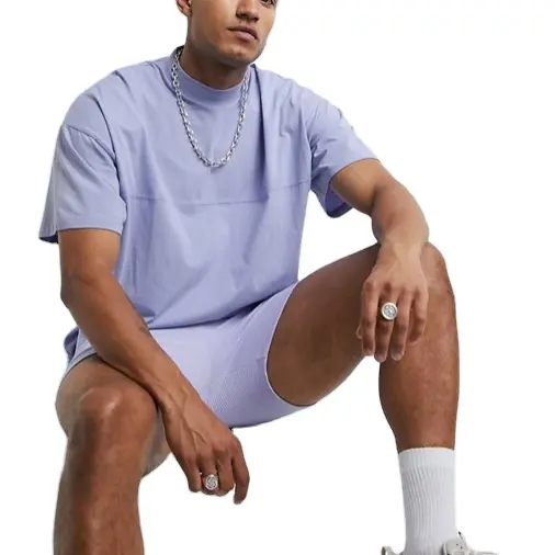사용자 정의 도매 무료 배송 코튼 대형 거북이 목 보라색 스포츠 체육관 착용 남성 T 셔츠