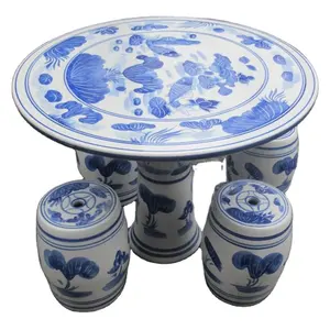 Commercio all'ingrosso Cinese Tradizionale All'aperto Casuale Blu e Bianco Porcellana Ceramica Sgabello Da Giardino