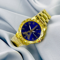 Ensemble de montres et bijoux classiques en acier inoxydable doré pour femmes, avec montre à quartz Tour Eiffel en alliage, style Paris, vente en gros