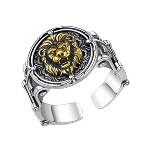 Großhandel Mode Bestseller Vintage Herren Dominanter Kupfer Löwenkopf Offener Zeigefingerring Retro Mode Geschenk für Jungen - Product Image 5