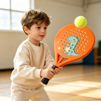 Raquette de padel en fibre de carbone à panneau solide, fabriquée sur mesure par une usine source d'équipements sportifs de haute qualité, pour le jeu quotidien des enfants