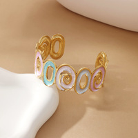 Bracelet ouvert minimaliste plaqué or avec émail en spirale, jonc coloré pour femme, accessoire de mode
