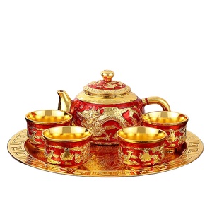 Service à thé Kung Fu en métal de style nordique pour usage domestique, comprenant une tasse de maître, un infuseur à thé, une théière, un pichet à eau froide portable, un plateau à thé sec. Nouveau, idéal comme cadeau. - Product Image 5