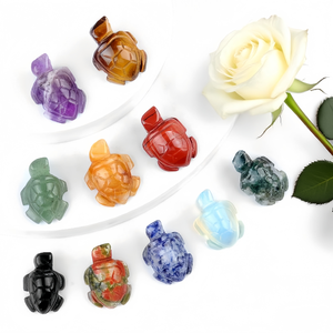 เต่าทะเลขนาดเล็ก1นิ้วอเมทิสต์ธรรมชาติอาเกตและหยกสัตว์ทะเลแกะสลักขนาดเล็กสำหรับตกแต่งภูมิทัศน์ - Product Image 5