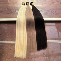 HAOHAO HAIR Extensions de cheveux humains brésiliens Remy I-Tip, pointes à tirage simple, double trame machine, 12-32 pouces, poids personnalisable, toutes longueurs