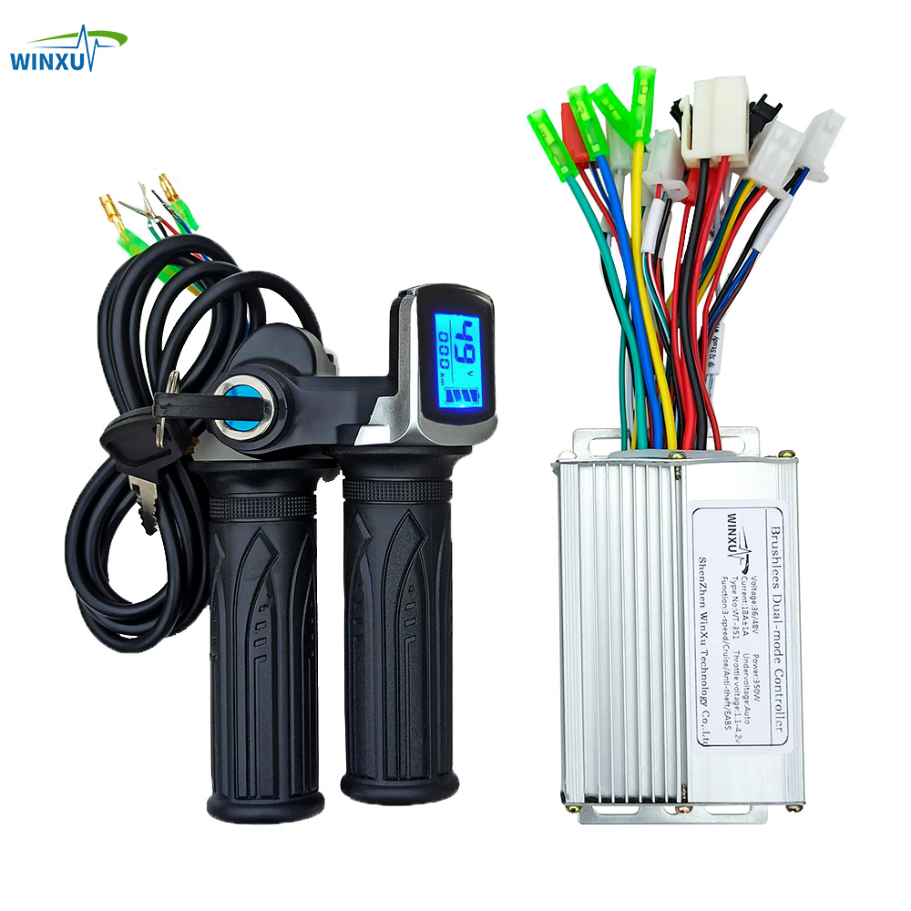 36V 48V 350W 18A Motor sin escobillas controlador de modo Dual con pantalla LCD Kit de acelerador de velocidad para bicicleta eléctrica Scooter