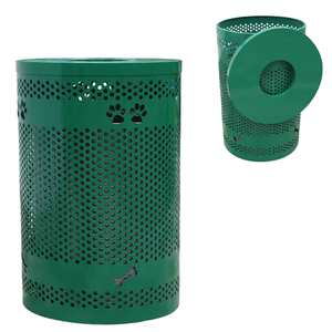 municipal big round pet metal garbage bin outdoor garden park public dust bin perforated steel trash bin can waste container