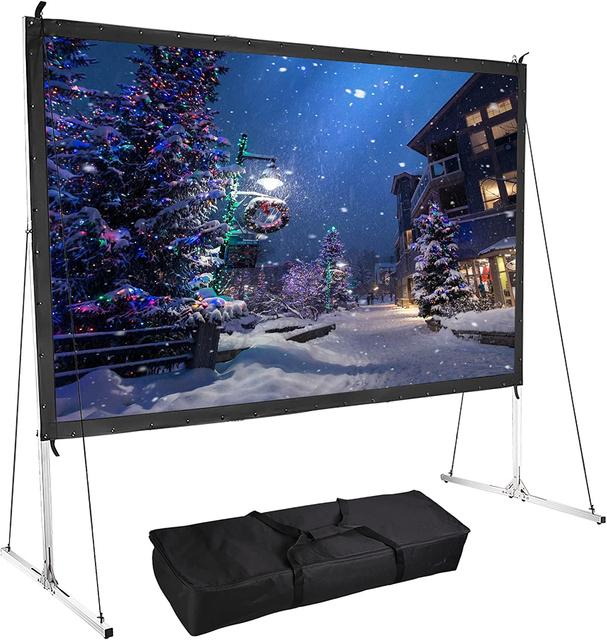 120 Inch Freestanding Projection Screen Outdoor Portable Fast Folding Projector Screen 16:9 HD 4K Home Theater Backyard Cinema