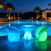 Dropshipping : Mobilier d'extérieur en plastique pour salon de chicha, incluant chaises LED et ensembles table et chaises de bar lumineux LED RGB, pour événements